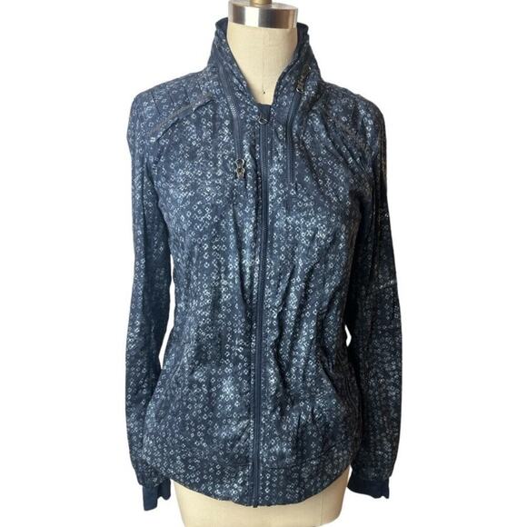 Lululemon Navy Full Zip Concealed Hood Lightweight Jacket Women's Size 6 - Picture 1 of 11